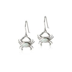 Opalite Atlantic Blue Crab Hook Earrings Earrings Island by Koa Nani White