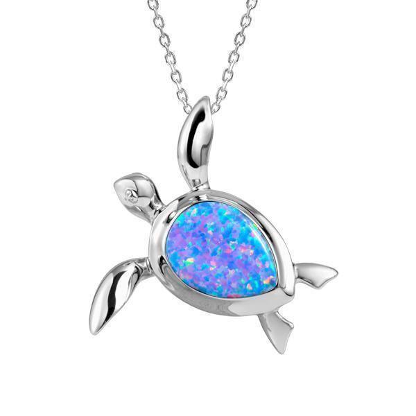 The picture shows a 925 sterling silver opalite sea turtle pendant.