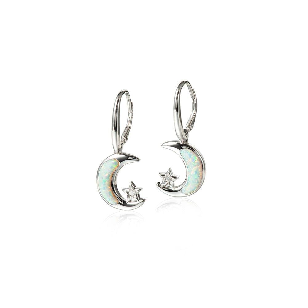 Opalite Moon & Star Earrings Earrings Island by Koa Nani White