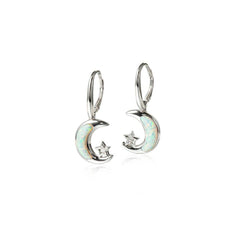 Opalite Moon & Star Earrings Earrings Island by Koa Nani White