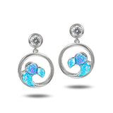 The picture shows a pair of 925 sterling silver opalite big wave earrings with topaz.