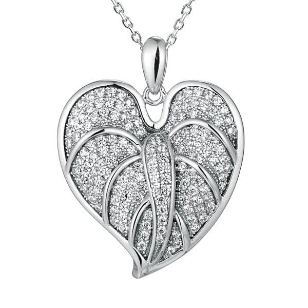 Pavé Anthurium Pendant Pendant Island by Koa Nani White Gold