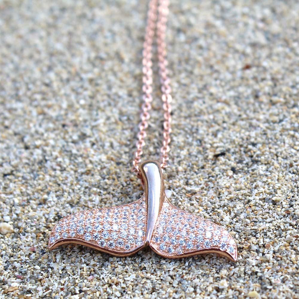 Pavé Diamond Whale Tail Pendant Pendant Island by Koa Nani
