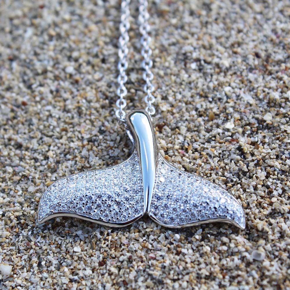 Pavé Diamond Whale Tail Pendant Pendant Island by Koa Nani