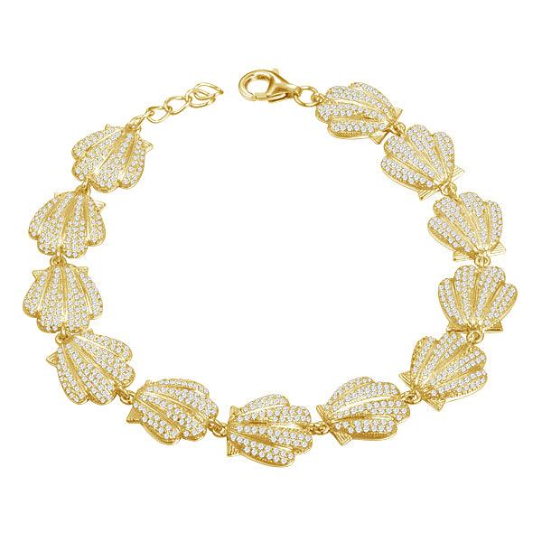 Pavé Sunrise Seashell Bracelet Bracelet Island by Koa Nani Yellow Gold
