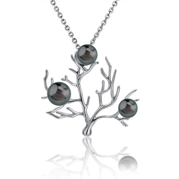 Pearl Coral Pendant Pendant Island by Koa Nani Tahitian Pearl White Gold