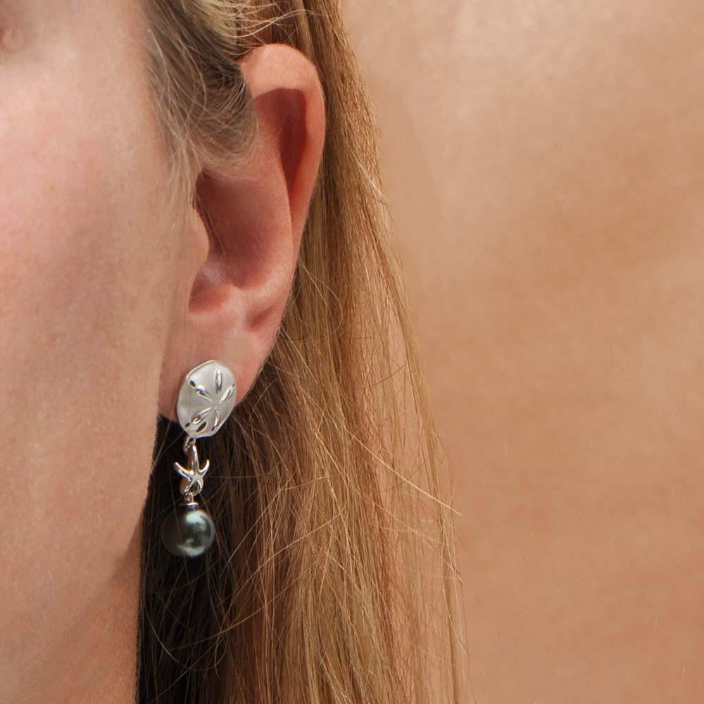 Pearl Hokuhele Sand Dollar Earrings Earrings Island by Koa Nani
