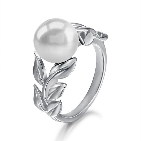 Pearl Maile Leaf Lei Ring Ring Island by Koa Nani 5.5 Freshwater Pearl
