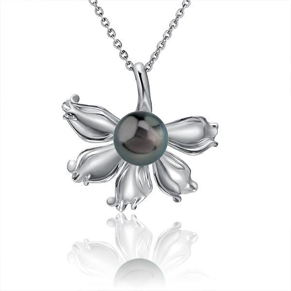 Pearl Naupaka Flower Pendant Pendant Island by Koa Nani Tahitian Pearl
