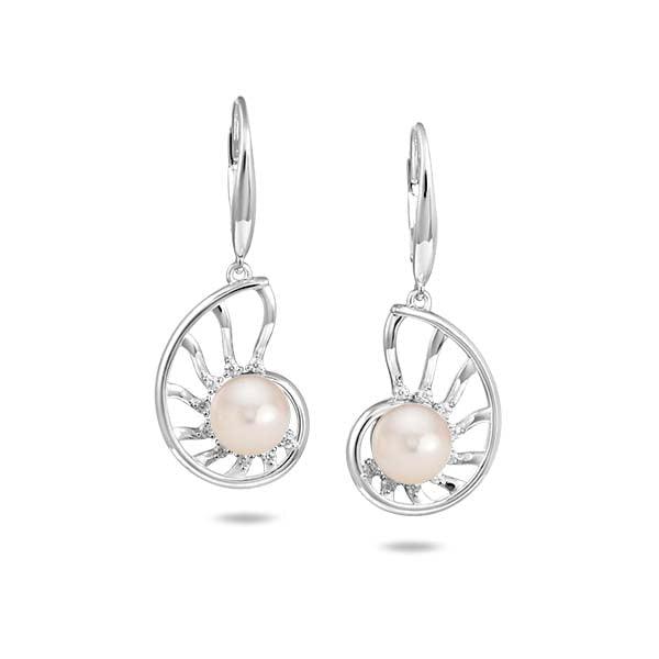 Pearl Nautilus Earrings Earrings Island by Koa Nani Freshwater Pearl