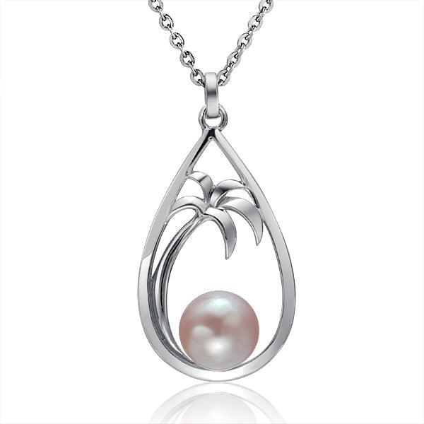 Pearl Palm Tree Teardrop Pendant Pendant Island by Koa Nani Akoya Pearl