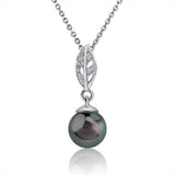 Pearl Pavé Maile Leaf Pendant Pendant Island by Koa Nani Tahitian Pearl