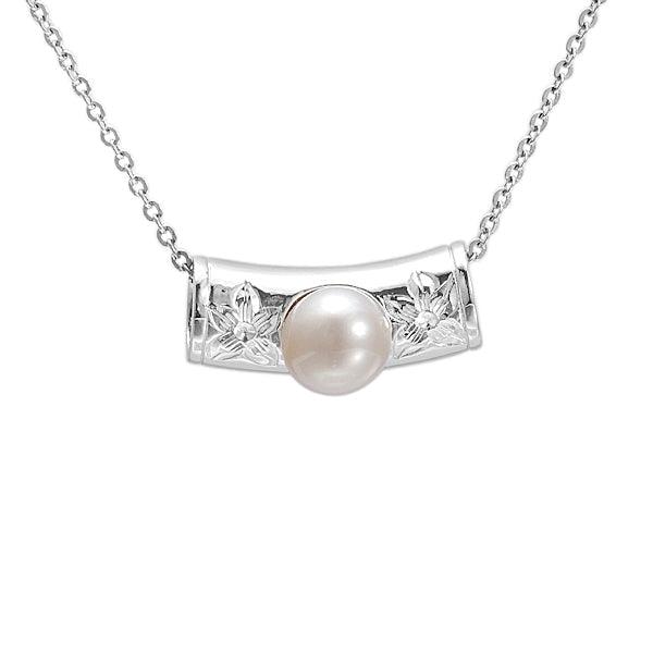Pearl Plumeria Barrel Pendant Pendant Island by Koa Nani Akoya Pearl