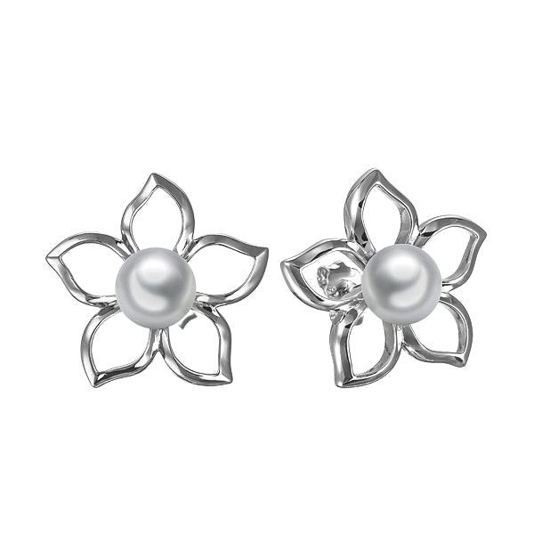 Pearl Plumeria Cut-out Earrings Earrings Island by Koa Nani