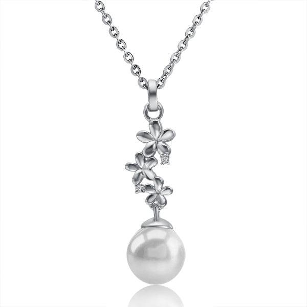 Pearl Plumeria Lei Pendant Pendant Island by Koa Nani Freshwater Pearl