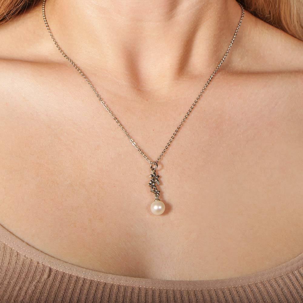 Pearl Plumeria Lei Pendant Pendant Island by Koa Nani