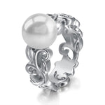 Pearl Plumeria Scroll Lei Ring Ring Island by Koa Nani 5.0 Freshwater Pearl