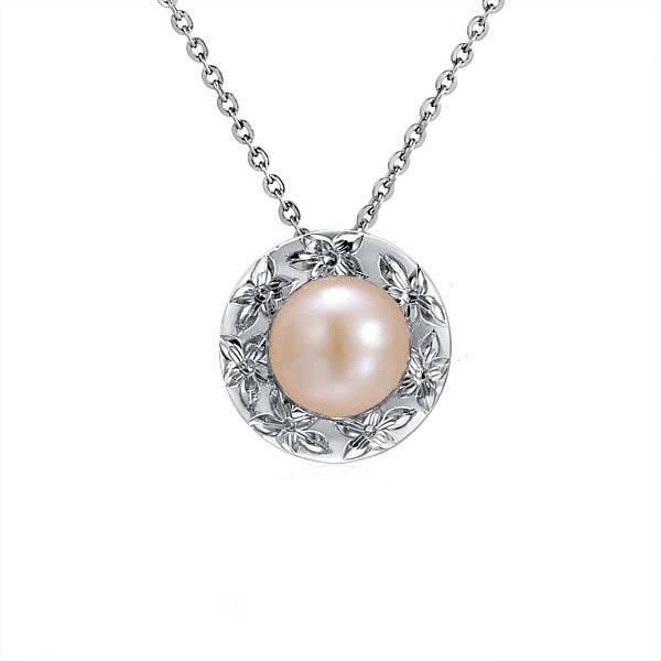 Pearl Royal Plumeria Pendant Pendant Island by Koa Nani Akoya Pearl