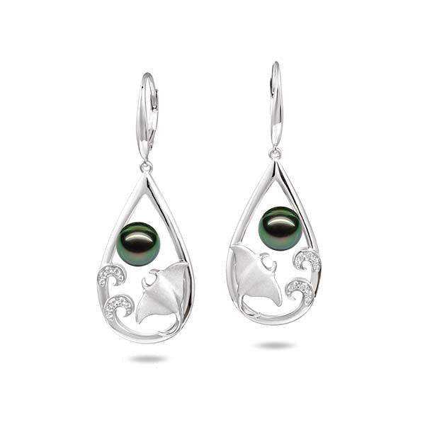 Pearl Stingray Teardrop Earrings Earrings Island by Koa Nani Tahitian Pearl