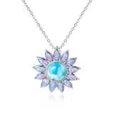 Pink Opalite Sunflower Pendant with Larimar Pendant Island by Koa Nani Large