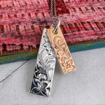 Scroll Double Bar Pendant Pendant Island by Koa Nani Silver & Rose Gold