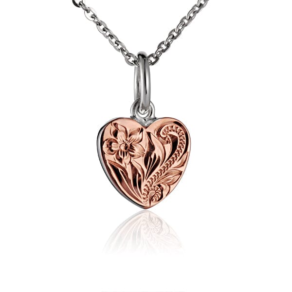 Two-Tone Engraved Heart Pendant Pendant Island by Koa Nani