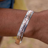 Two-Tone Engraved Plumeria Cuff Bangle Bangle Island by Koa Nani