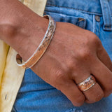 Two-Tone Engraved Plumeria Cuff Bangle Bangle Island by Koa Nani