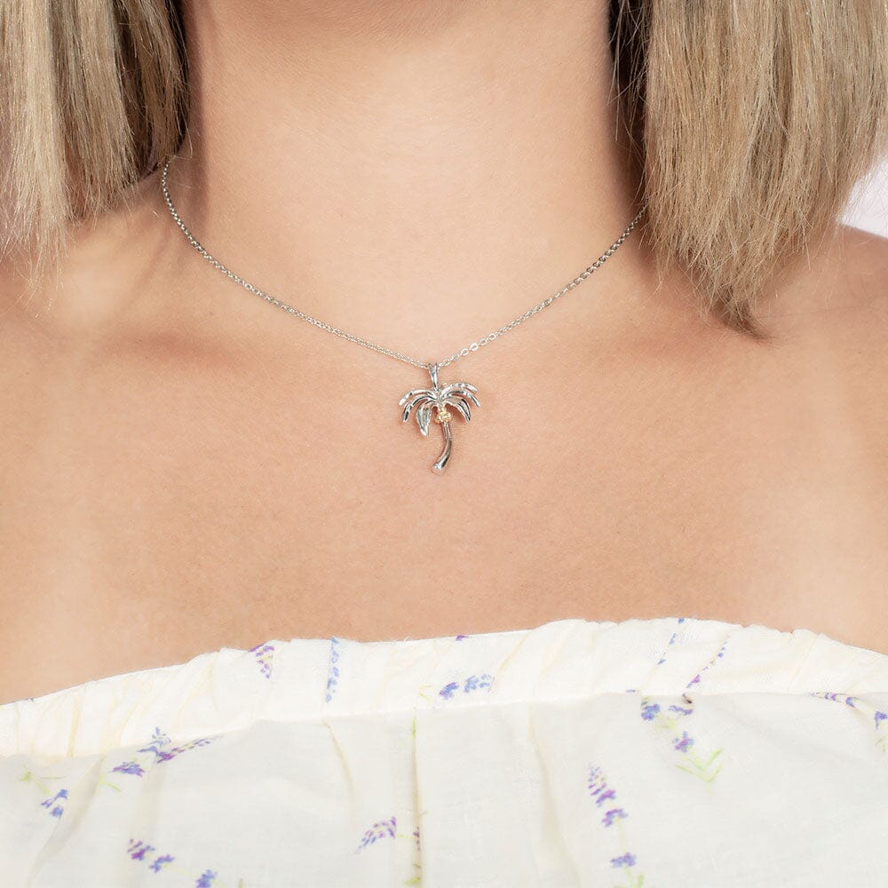 Two-Tone Queen Palm Tree Pendant Pendant Island by Koa Nani