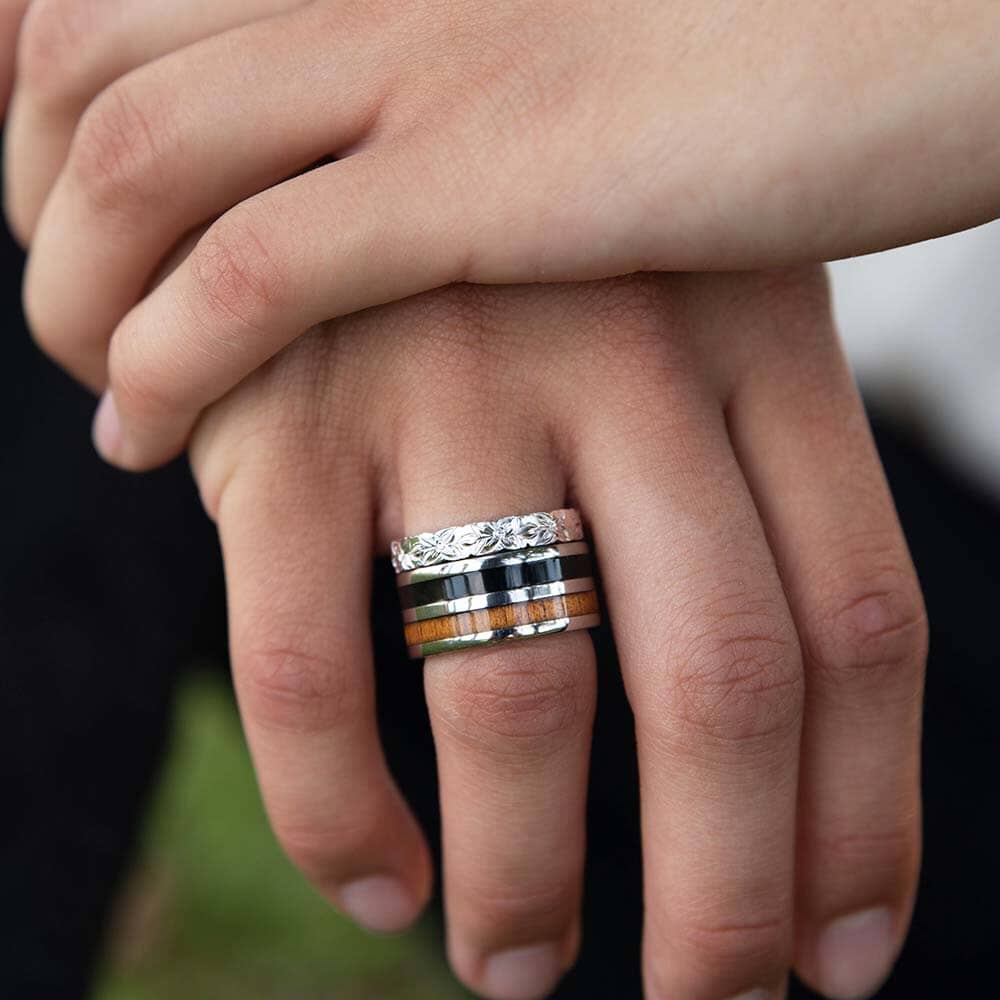 Two-Tone Wood Ring Ring Island by Koa Nani