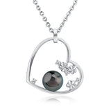 Pearl Plumeria Heart Pendant