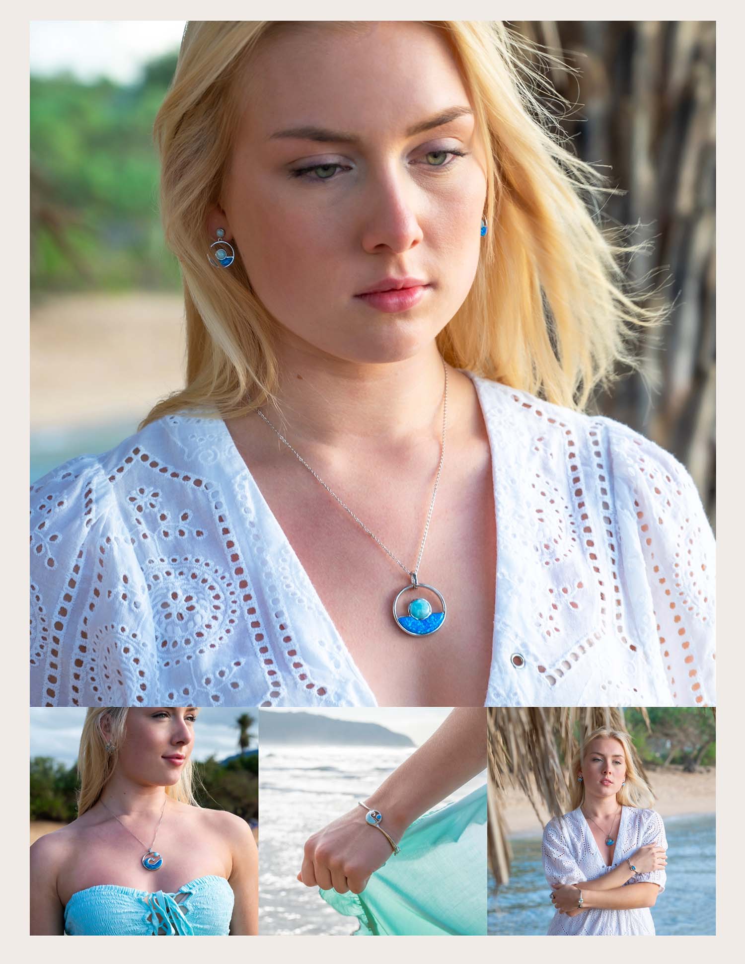 Miss Mililani USA - Official Jewelry Sponsor to the Miss Hawaii USA 2024 pageant - featuring Larimar and Sustainable Blue Opal Jewelry set