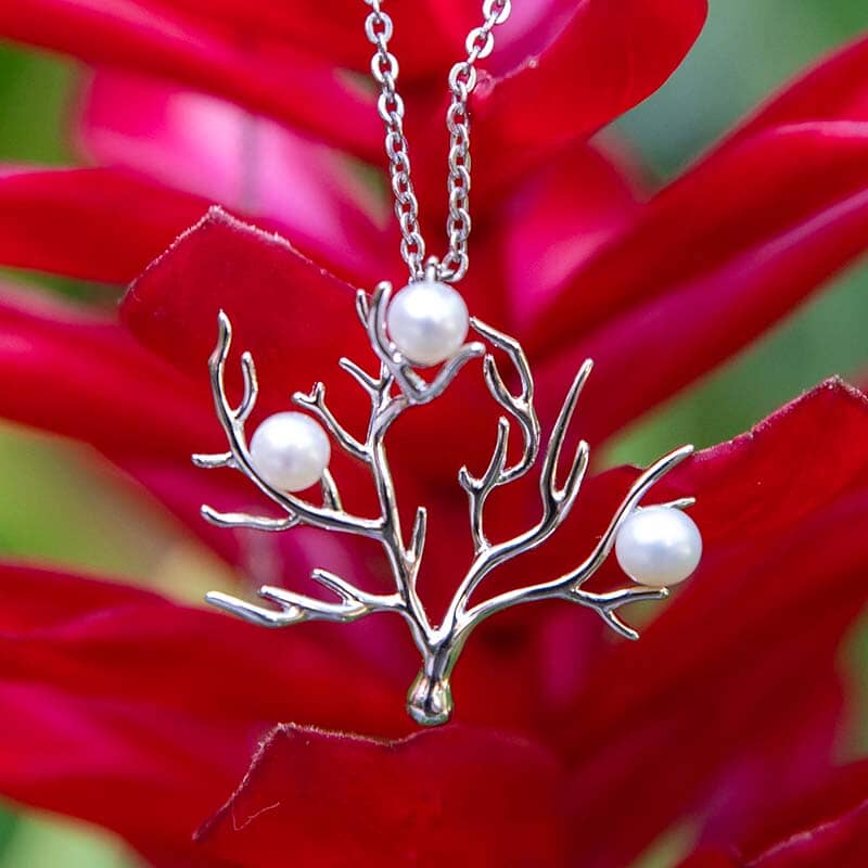 Akoya Pearl Coral Pendant Pendant Island by Koa Nani 