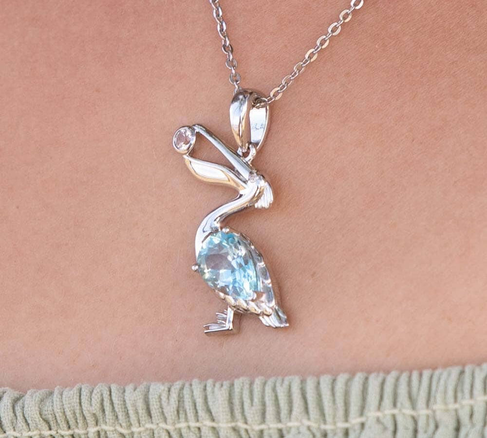 Aquamarine Pelican Pendant Pendant Island by Koa Nani 