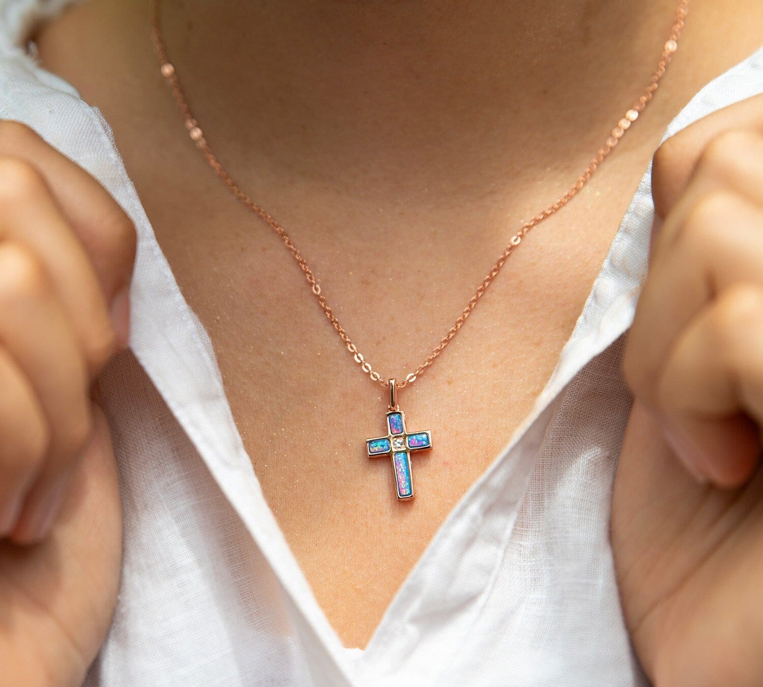 Aviana Opal Topaz Cross Pendant Pendant Island by Koa Nani 