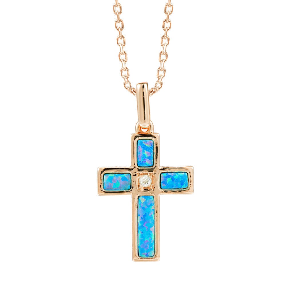 Aviana Opal Topaz Cross Pendant Pendant Island by Koa Nani Rose Gold Vermeil w/ Topaz Small