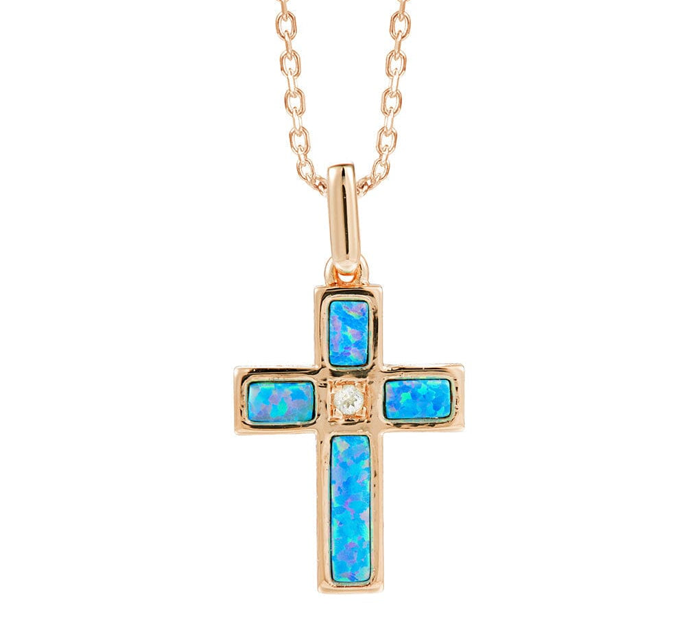 Aviana Opal Topaz Cross Pendant Pendant Island by Koa Nani Rose Gold Vermeil w/ Topaz Small