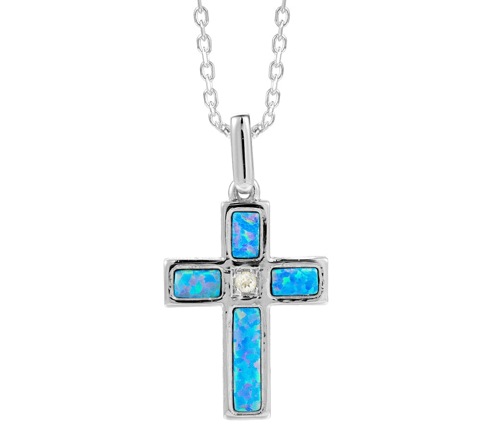 Aviana Opal Topaz Cross Pendant Pendant Island by Koa Nani Sterling Silver w/ Topaz Small