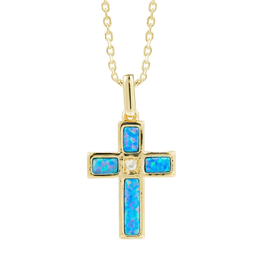 Aviana Opal Topaz Cross Pendant Pendant Island by Koa Nani Gold Vermeil w/ Topaz Small