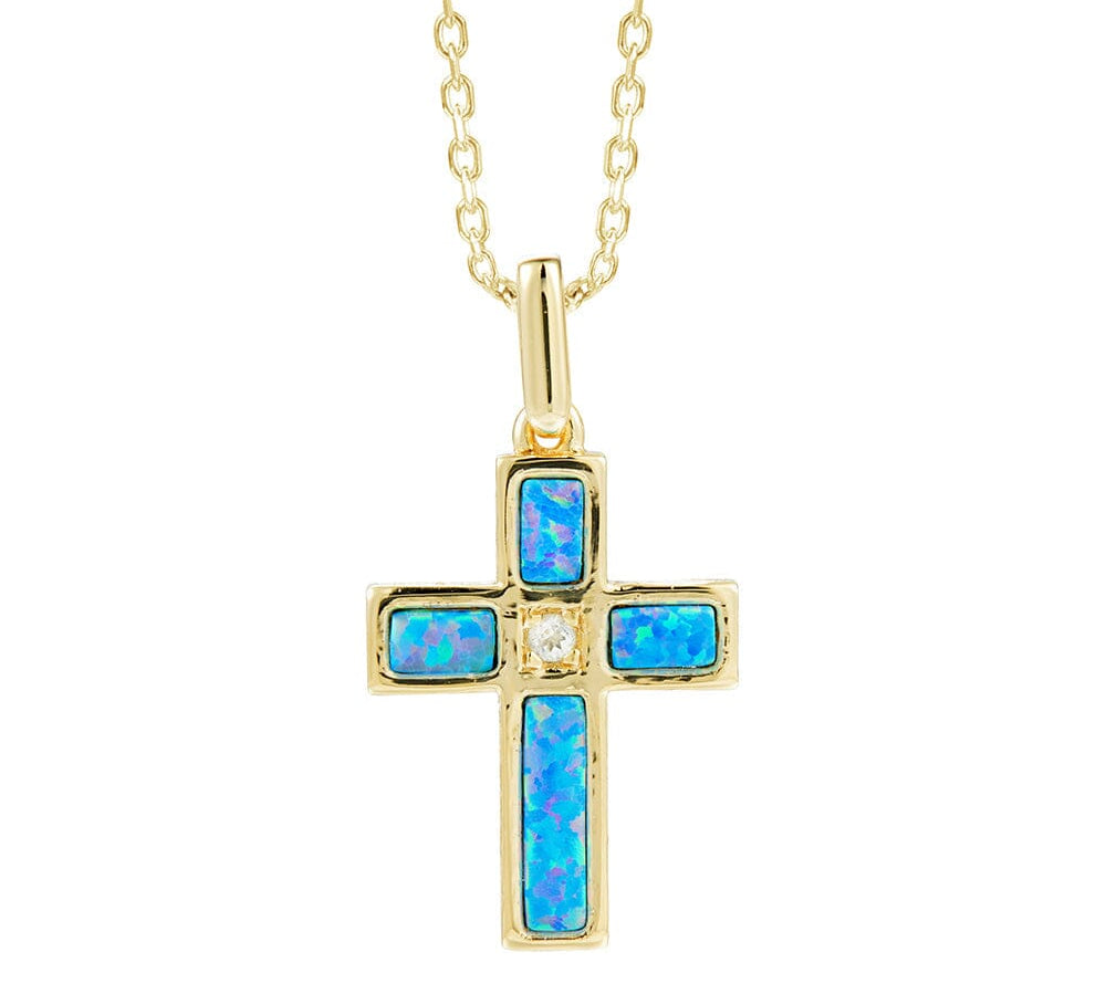 Aviana Opal Topaz Cross Pendant Pendant Island by Koa Nani Gold Vermeil w/ Topaz Small