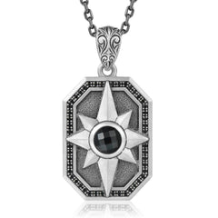 Black Diamond Compass Plaque Pendant w/ Onyx Pendant Island by Koa Nani 