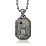 Black Diamond Honu Plaque Pendant w/ Mother of Pearl Pendant Island by Koa Nani 