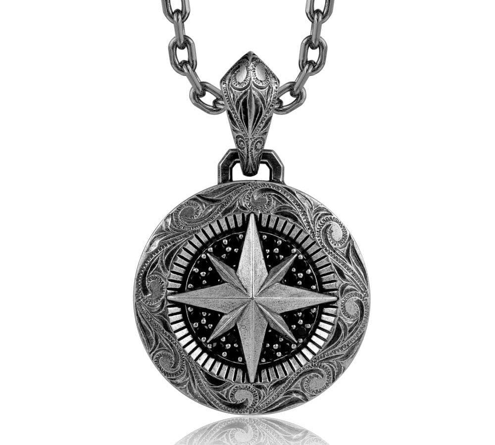 Black Diamond Nocturne Compass Medallion Necklace Island by Koa Nani 