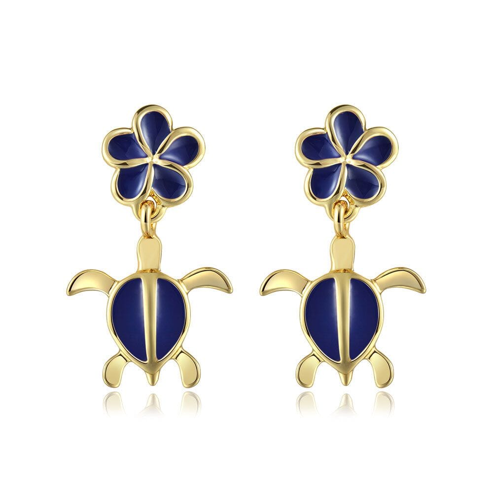Blue Ginger Pua and Honu Earrings Earrings Island by Koa Nani 