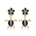 Blue Ginger Pua and Honu Earrings Earrings Island by Koa Nani 