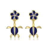 Blue Ginger Pua and Honu Earrings Earrings Island by Koa Nani 