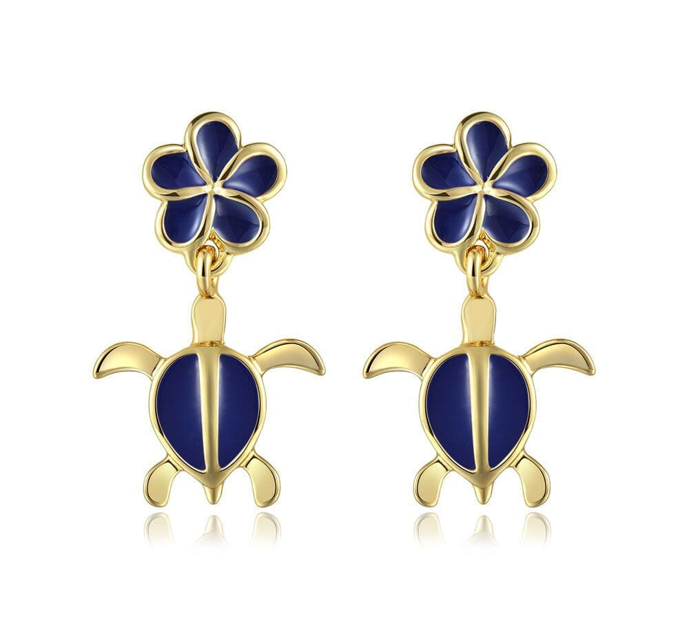 Blue Ginger Pua and Honu Earrings Earrings Island by Koa Nani 