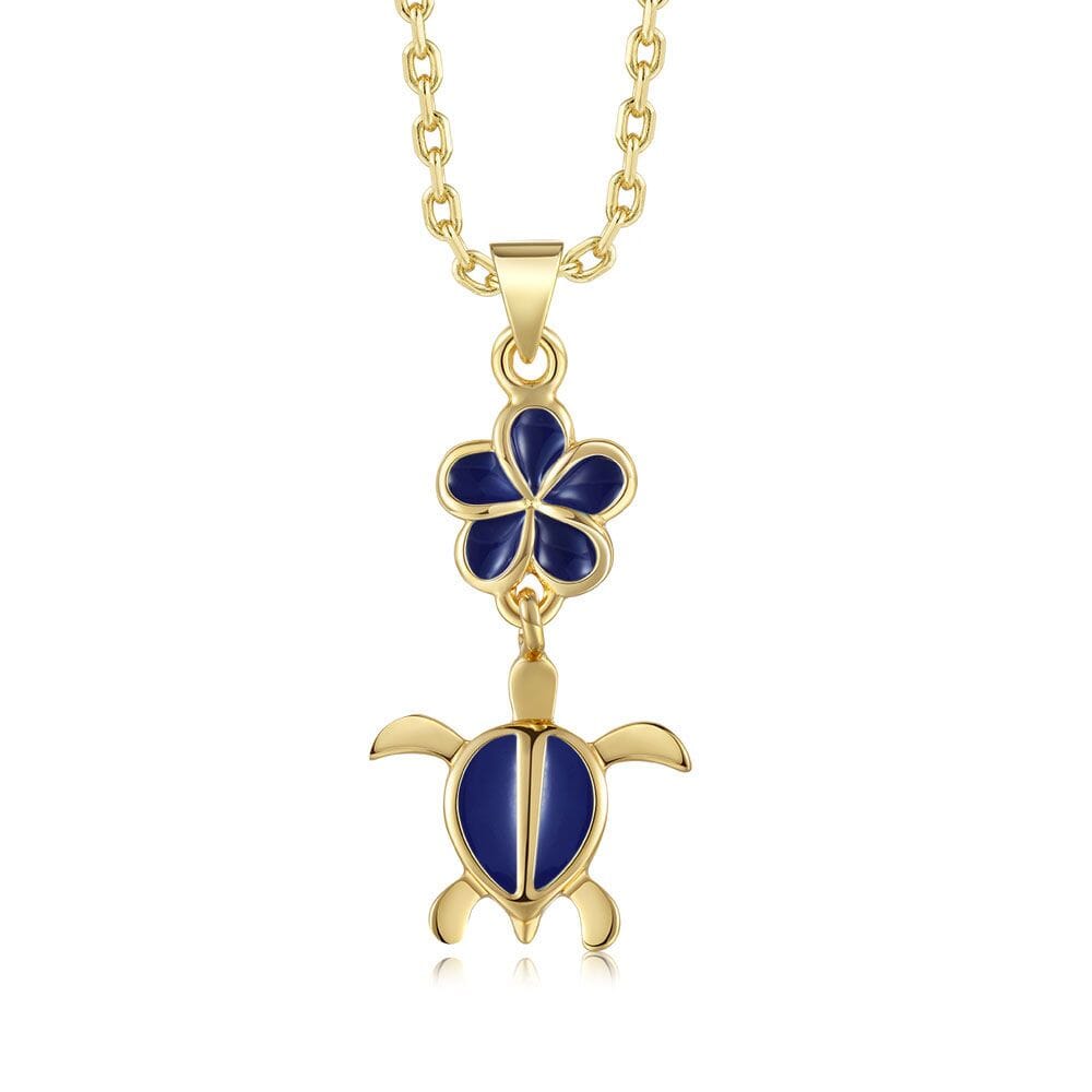 Blue Ginger Pua and Honu Necklace Necklace Island by Koa Nani 