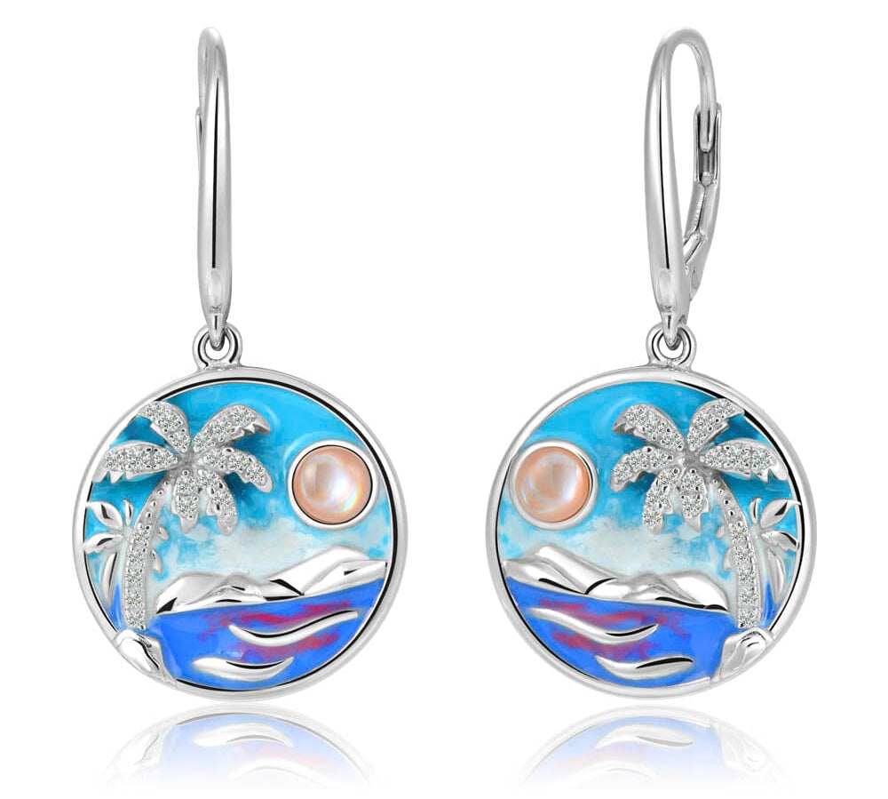 Diamond Head Earrings w/ Pink Mother of Pearl Earrings Island by Koa Nani 