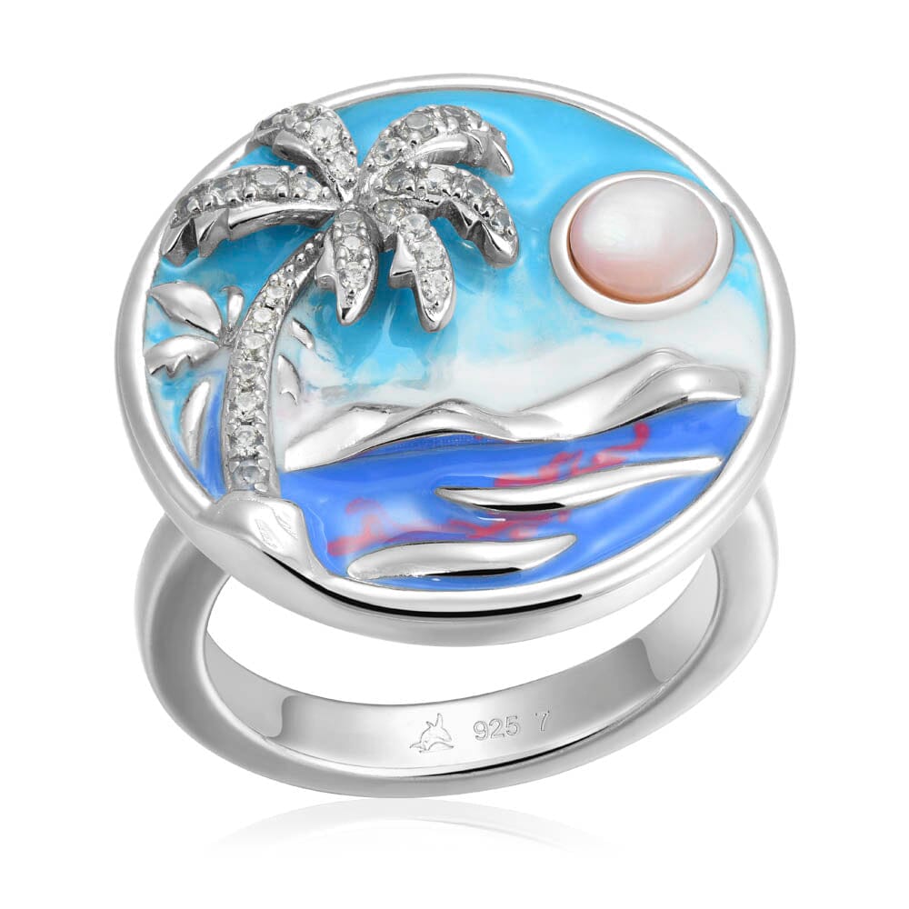Diamond Head Ring w/ Pink Mother of Pearl Ring Island by Koa Nani 
